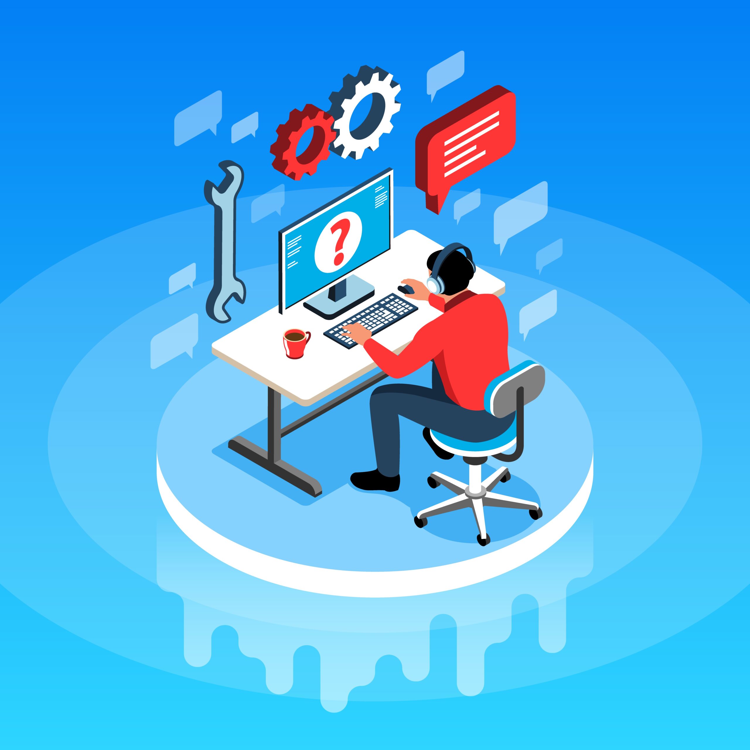 technical support isometric background