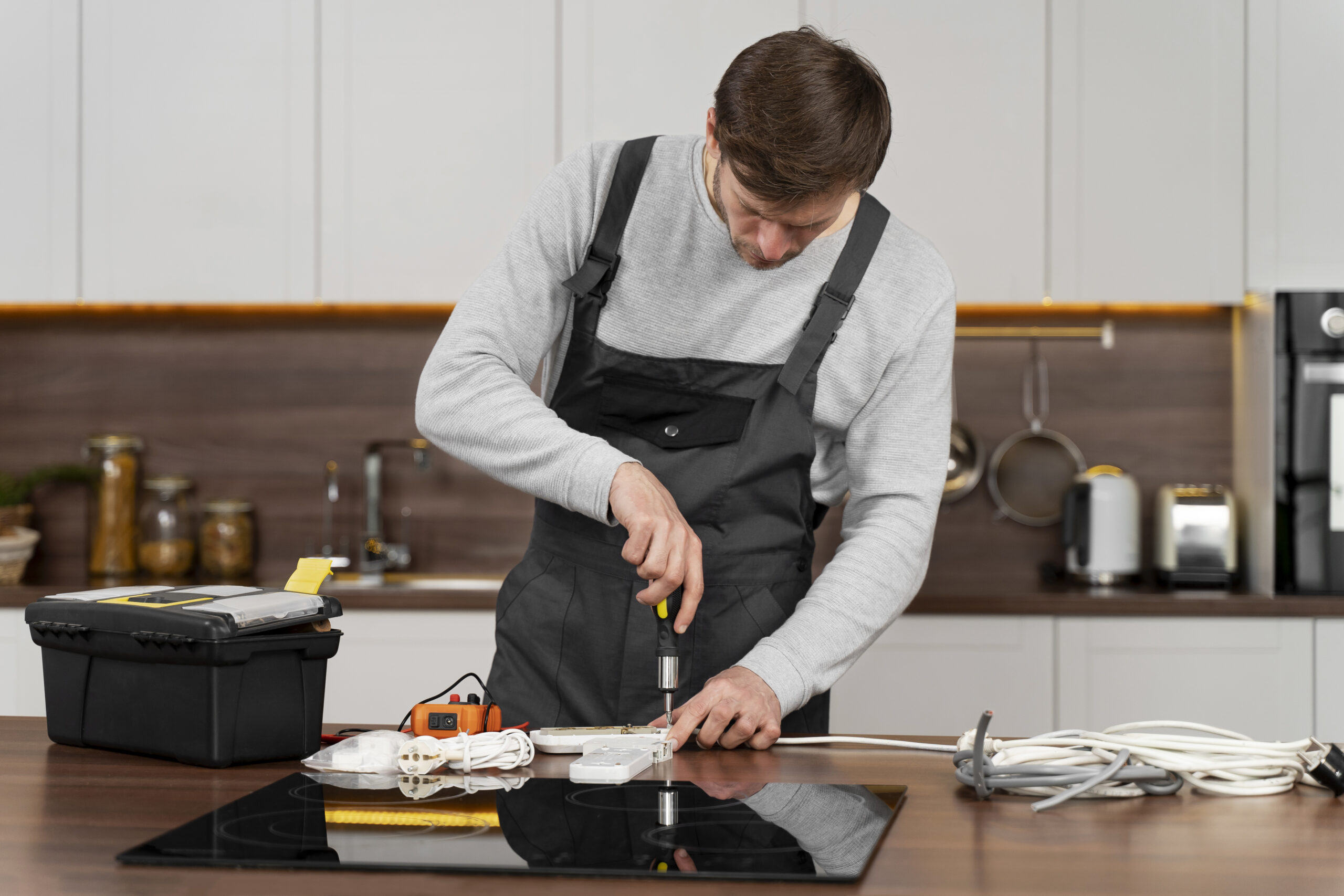 service maintenance worker repairing